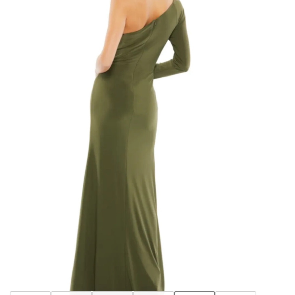 NEW $398  Mac Duggal One-Shoulder Long Sleeve Jersey Gown Size 16 - Picture 5 of 16